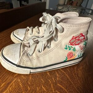 Converse All Stars~High Top Floral Pink Kids Shoes~ Size 9